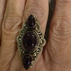 Amethyst Jeans Ornate Purple Ring